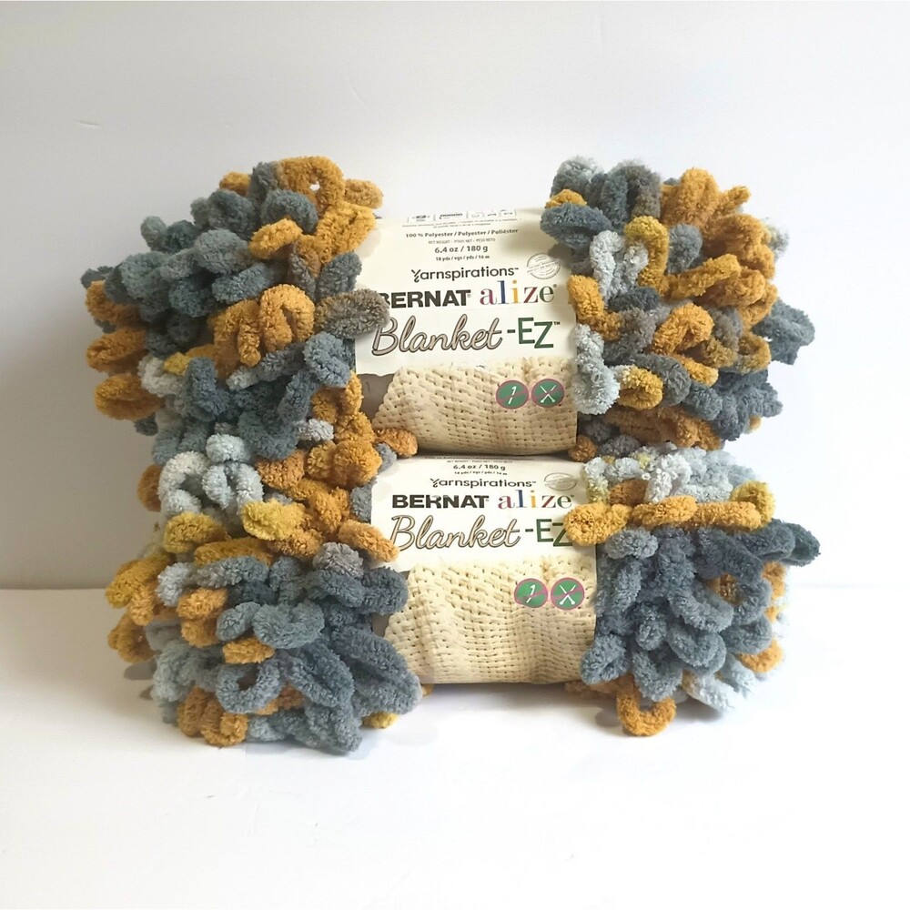 Bernat Blanket-EZ Yarn Loop Yarn, 108 yds, Harvest Grays 37023, Lot of 2